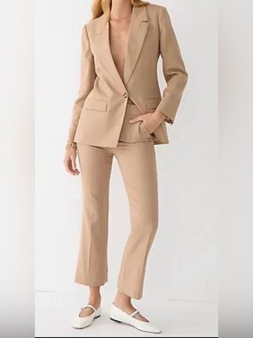 J.Crew Willa Italian Wool Cropped Flare Pants Camel Blush 12 NWT